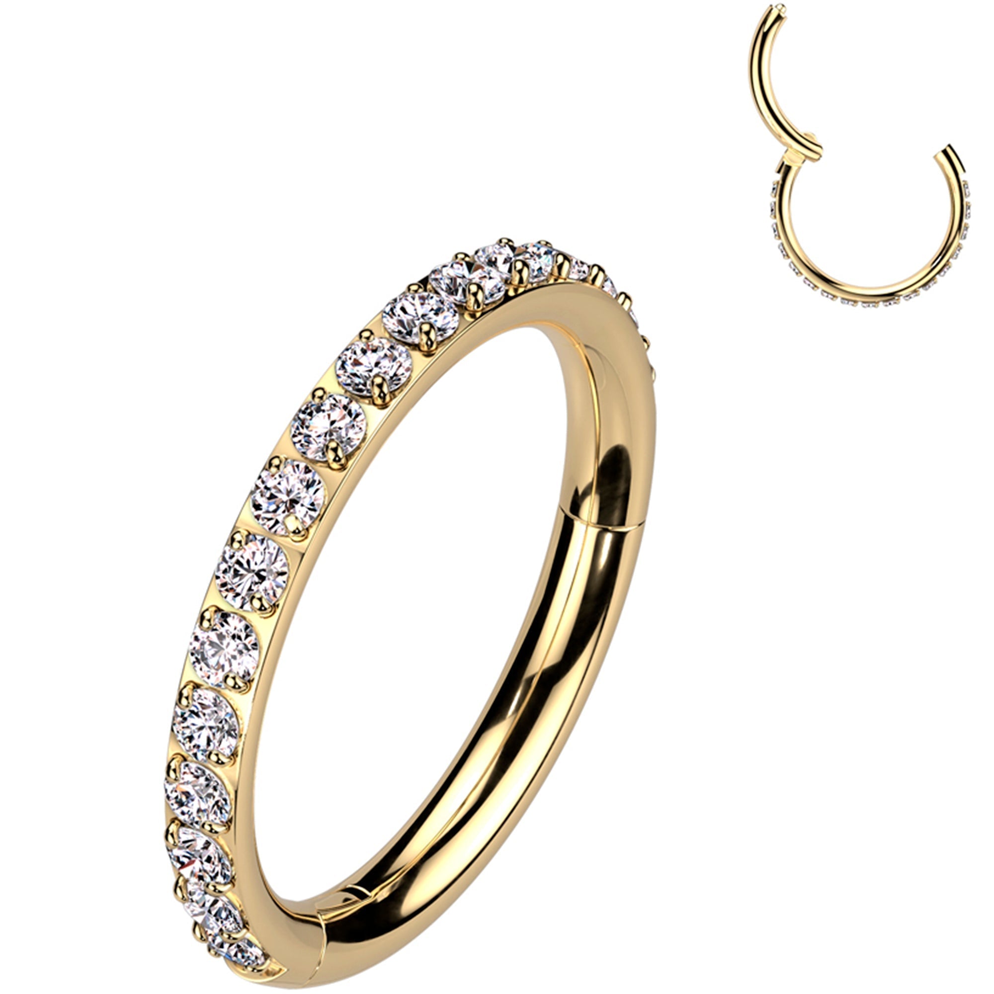 BodyCandy 18G Micro Gem Titanium Hinged Nose Hoop — side view