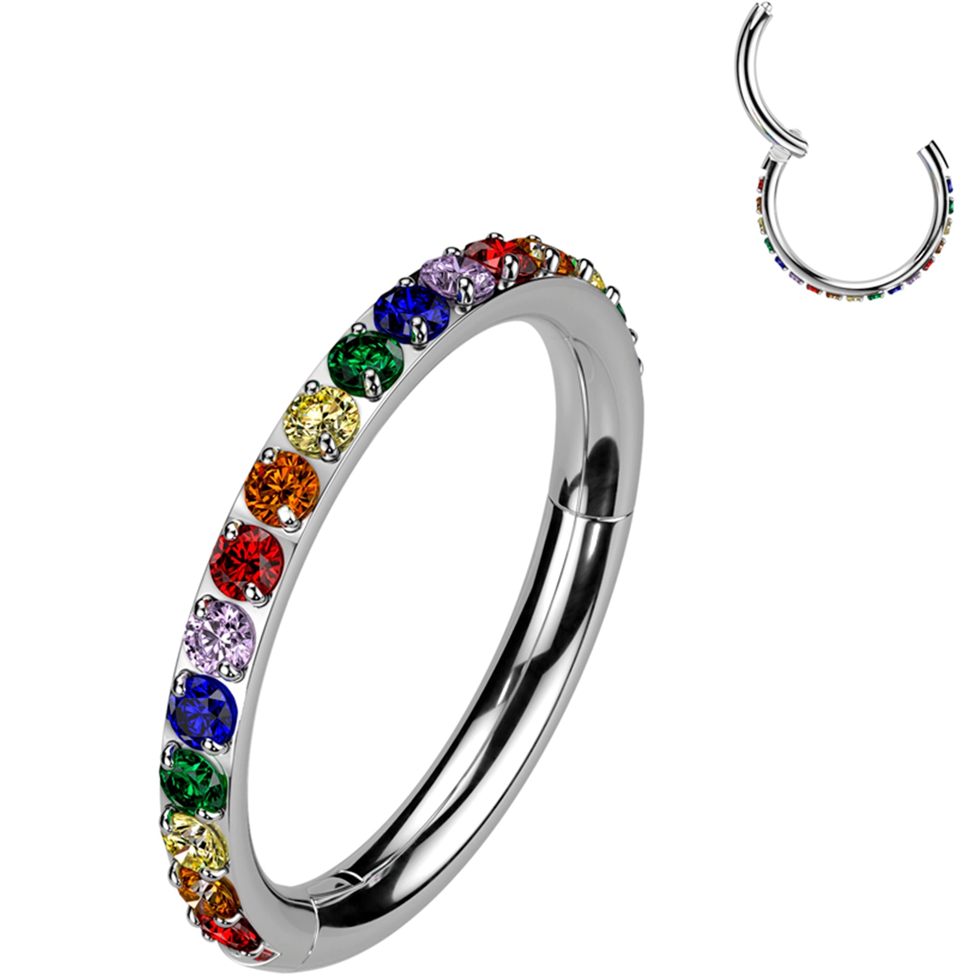 BodyCandy Micro Gem Titanium Hinged Nose Hoop — comparison shot