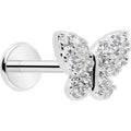 BodyCandy 18G 5/16 CZ Gem Butterfly Paved Threadless Push In Labret Tragus — in-use photo