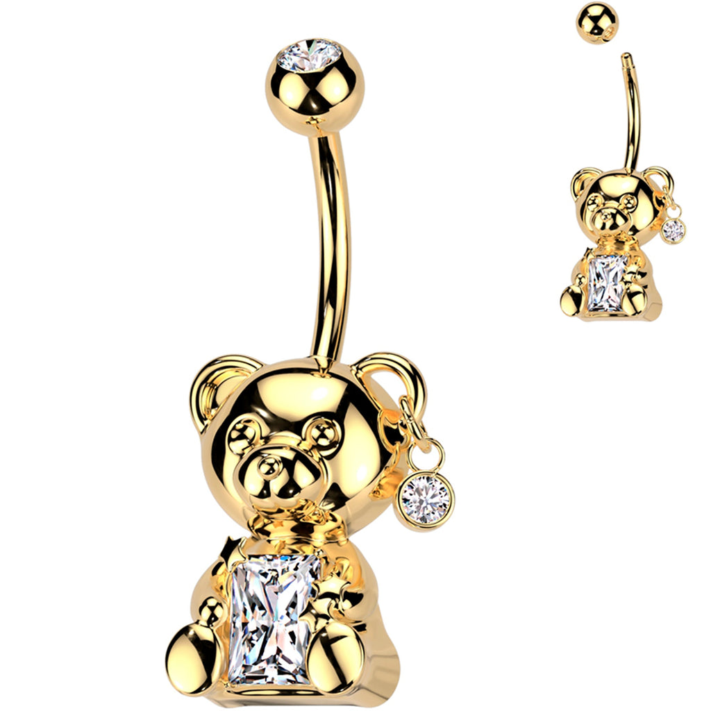 BodyCandy Teddy Bear Belly Ring 14k Gold Plated with CZ Gem — lifestyle context