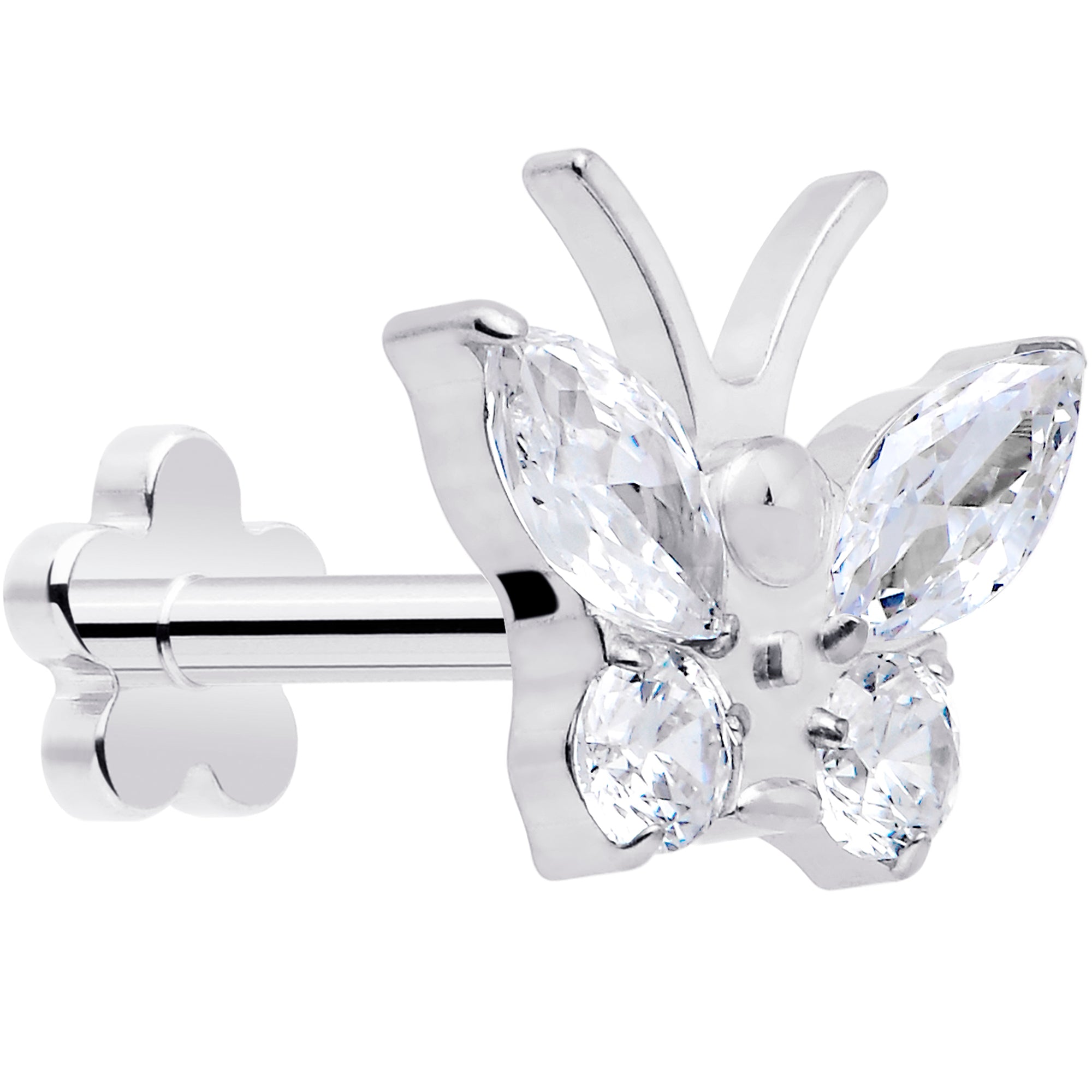 BodyCandy 16G 5/16 Titanium Reversible Flower Threadless Gem Butterfly Labret Tragus — main product shot