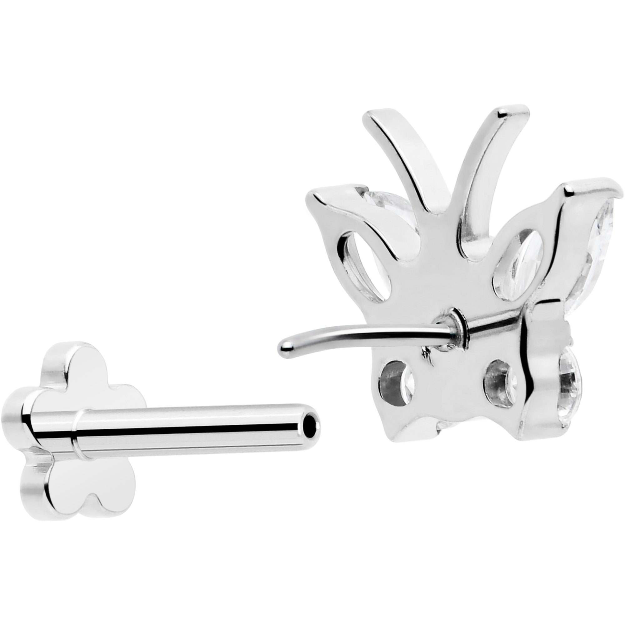 BodyCandy 16G 5/16 Titanium Reversible Flower Threadless Gem Butterfly Labret Tragus — lifestyle context