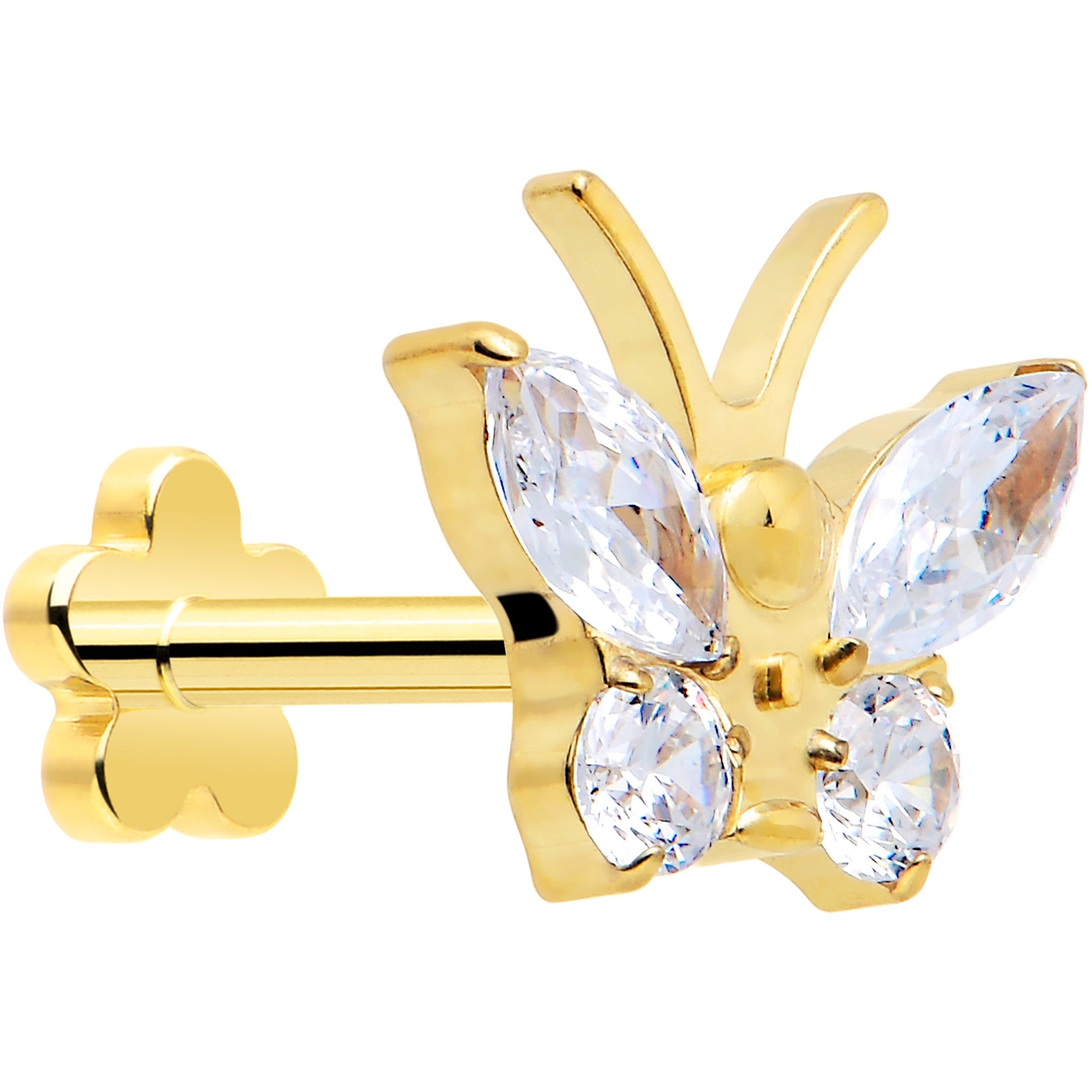 BodyCandy 16G 5/16 Titanium Reversible Flower Threadless Gem Butterfly Labret Tragus — size reference