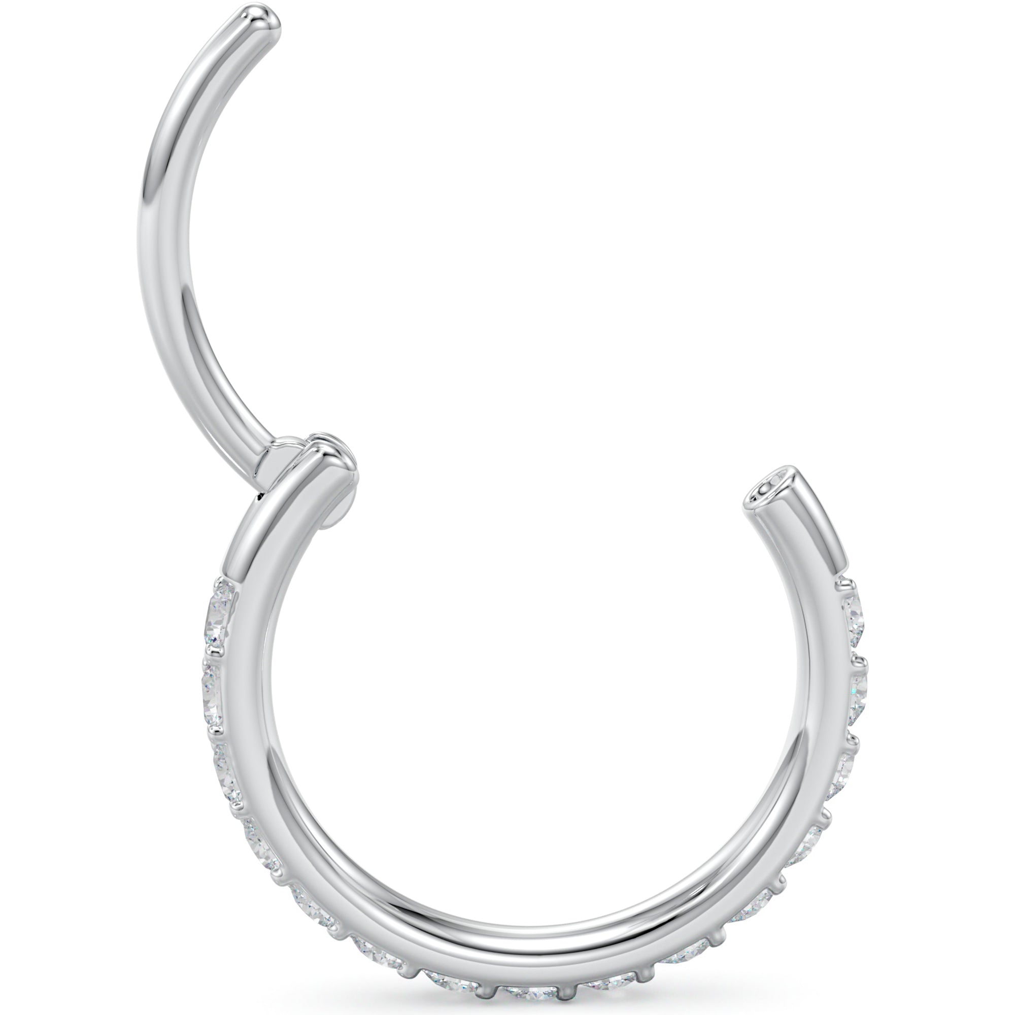 BodyCandy Micro Gem Titanium Hinged Nose Hoop — in-use photo
