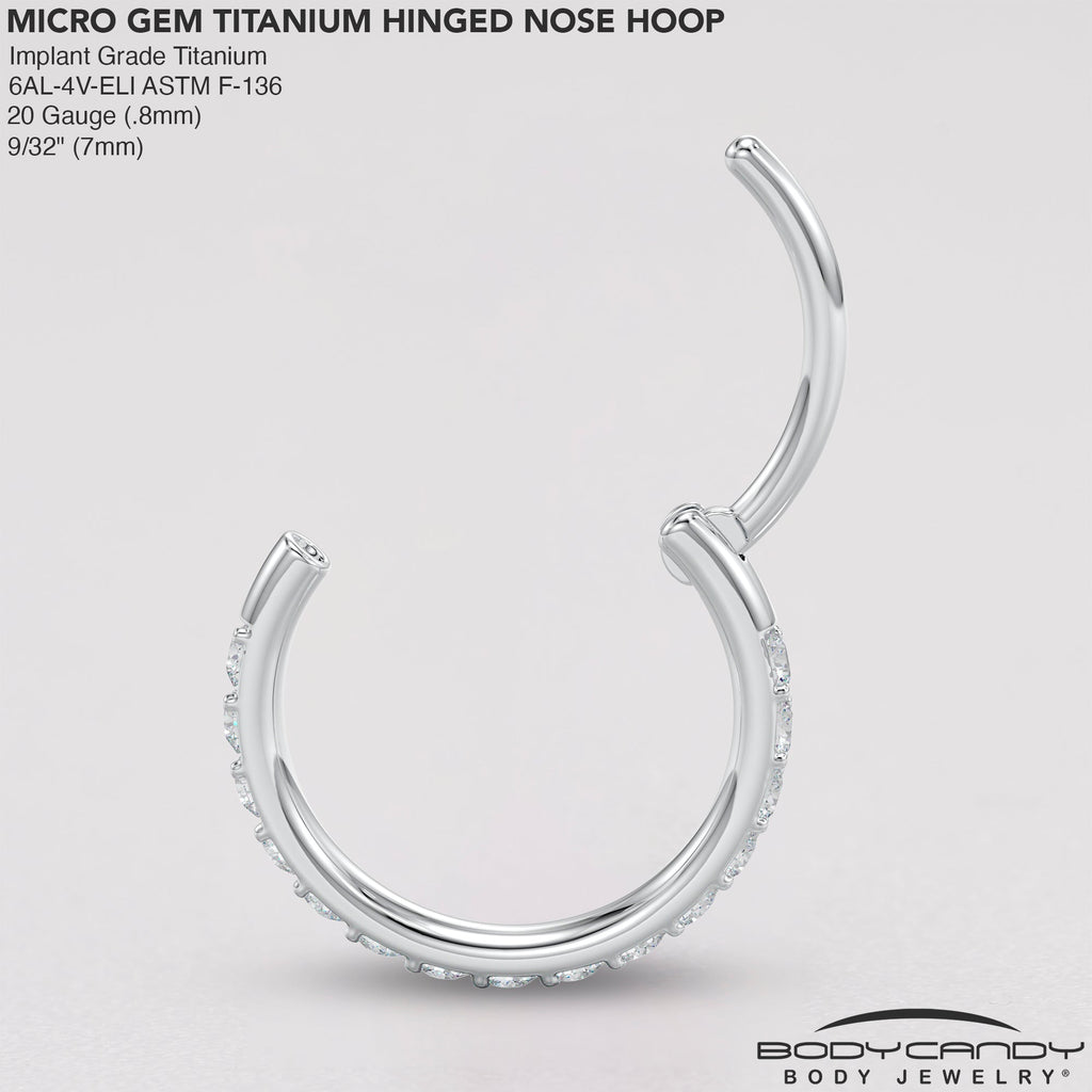 BodyCandy Micro Gem Titanium Hinged Nose Hoop — alternative angle