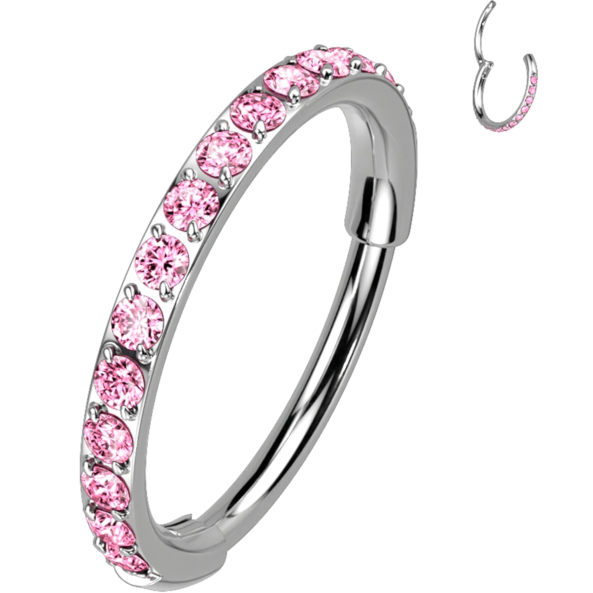 BodyCandy 18G Micro Gem Titanium Hinged Nose Hoop — comparison shot