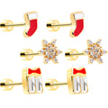 BodyCandy Clear Gem Gold Tone Stocking Christmas Gift Flat Back Earring Set of 6 — main product shot