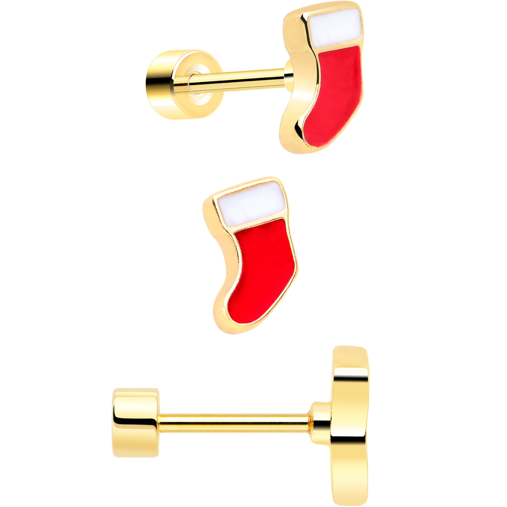 BodyCandy Clear Gem Gold Tone Stocking Christmas Gift Flat Back Earring Set of 6 — lifestyle context