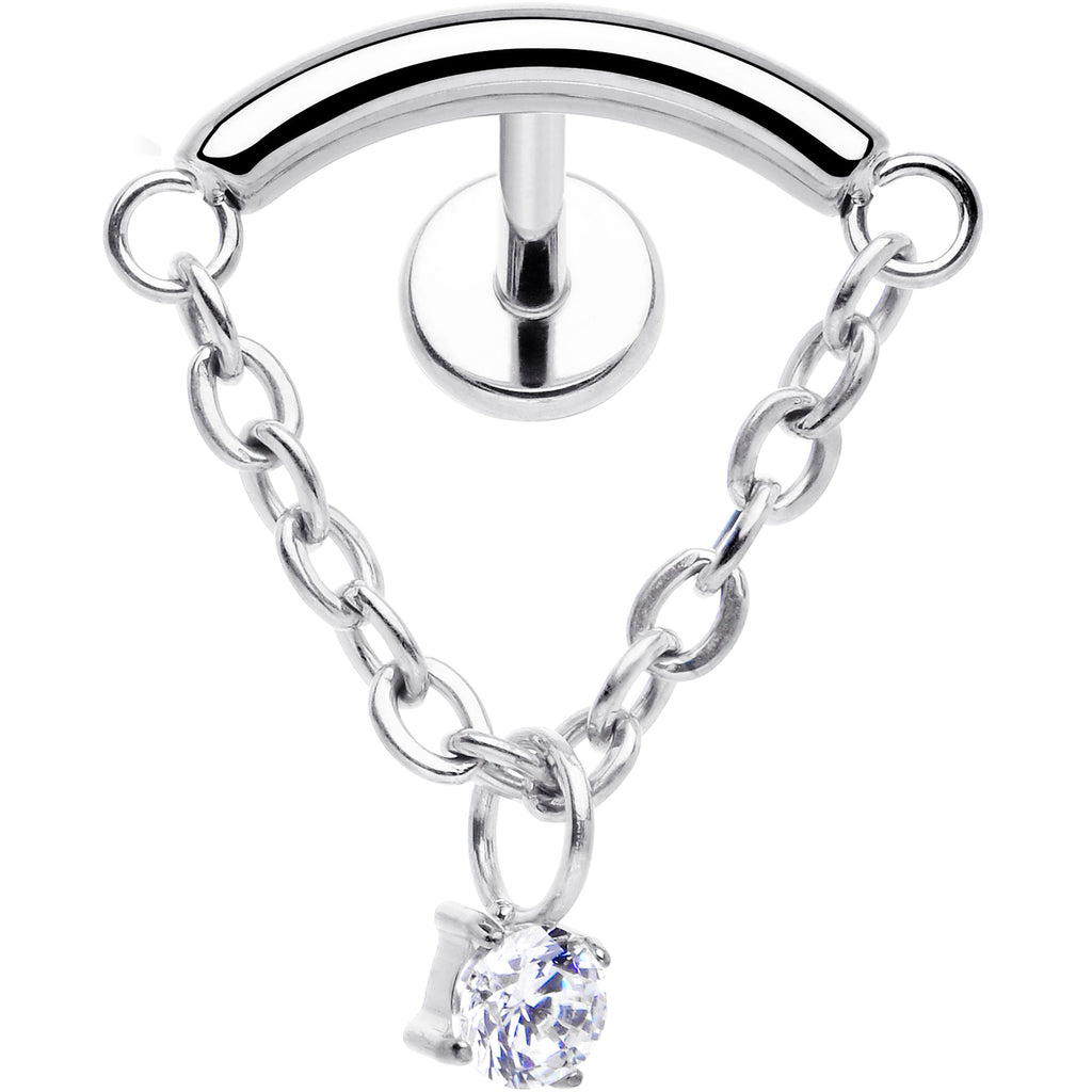 BodyCandy 18G 5/16 CZ Gem Titanium Threadless Dangle Hidden Helix Earring — detail close-up