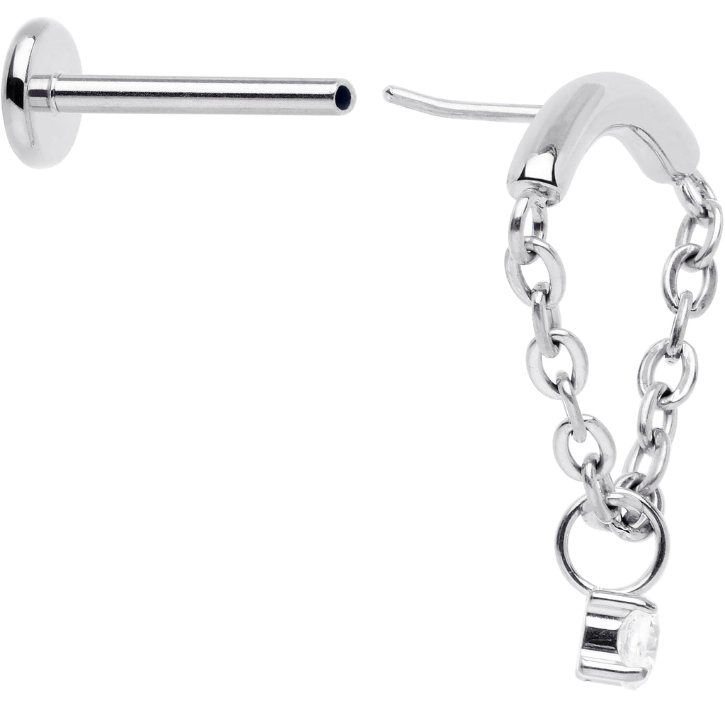 BodyCandy 18G 5/16 CZ Gem Titanium Threadless Dangle Hidden Helix Earring — side view