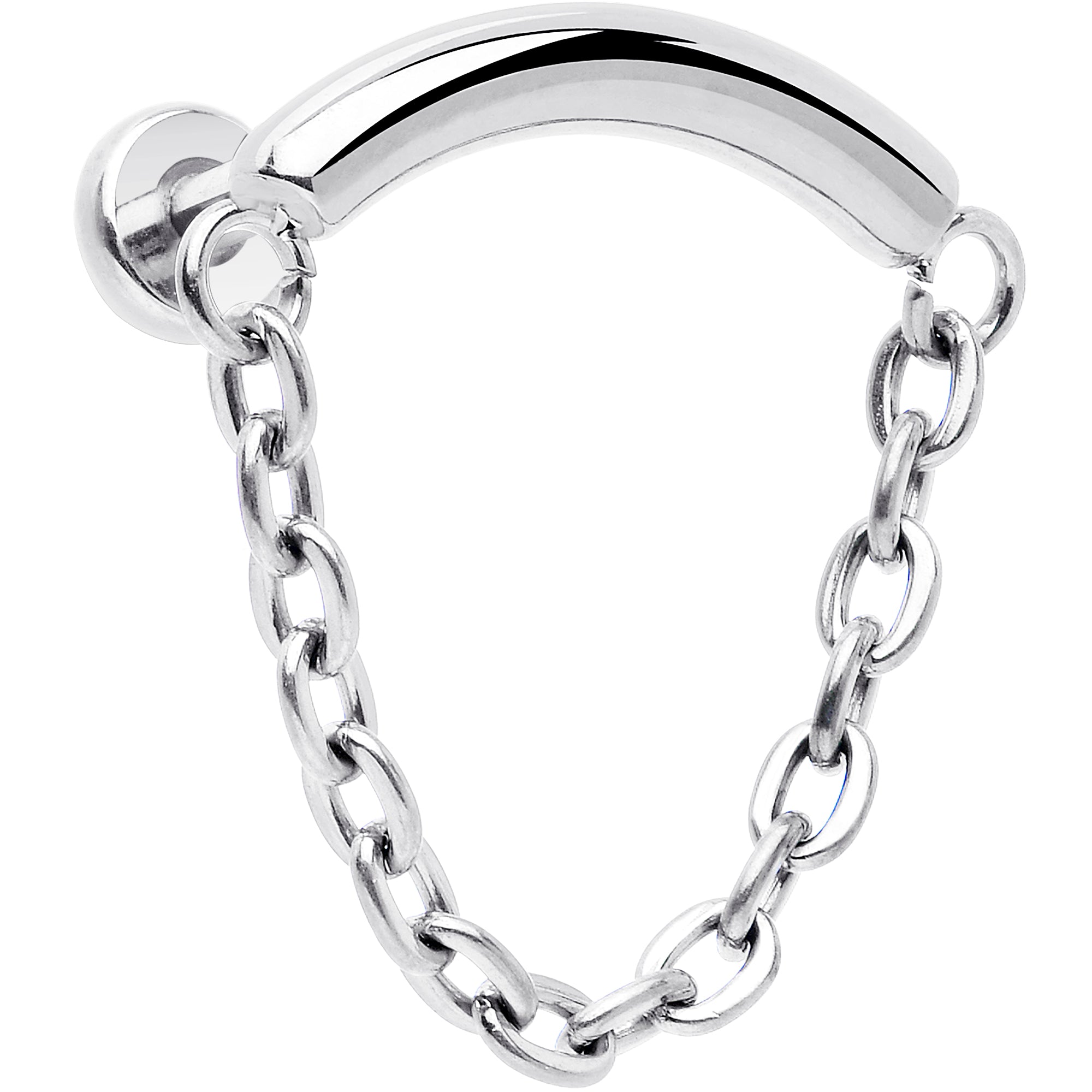 BodyCandy 18G 5/16 Titanium Threadless Chain Dangle Hidden Helix Earring — detail close-up