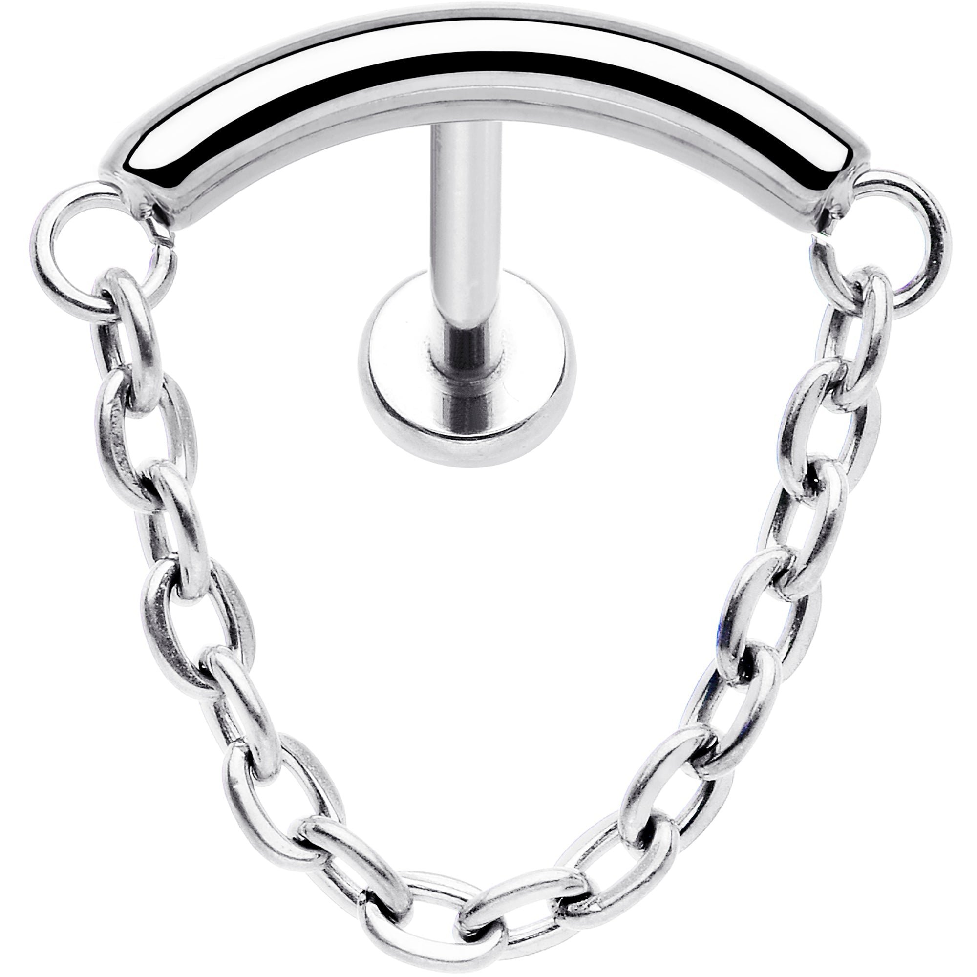 BodyCandy 18G 5/16 Titanium Threadless Chain Dangle Hidden Helix Earring — side view