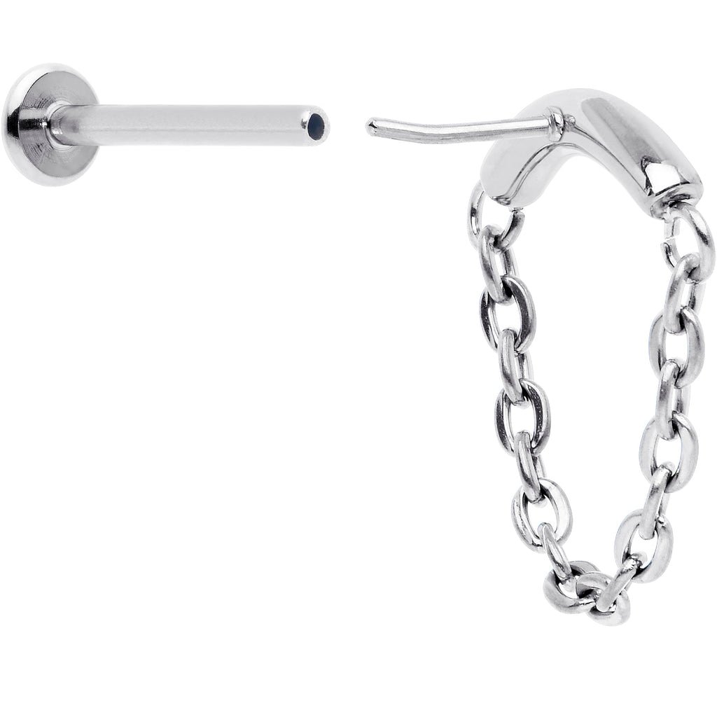 BodyCandy 18G 5/16 Titanium Threadless Chain Dangle Hidden Helix Earring — back view