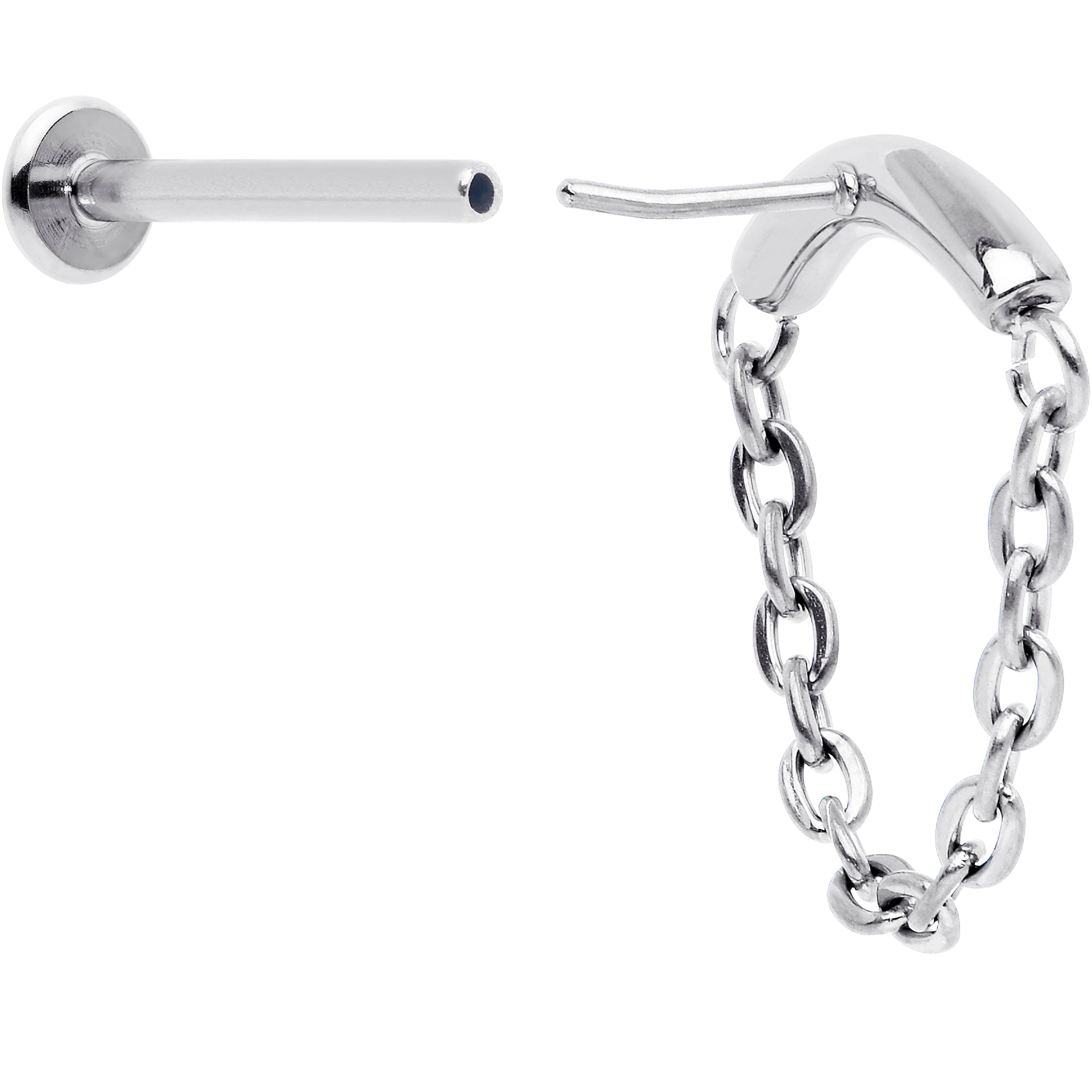 BodyCandy 18G 5/16 Titanium Threadless Chain Dangle Hidden Helix Earring — back view