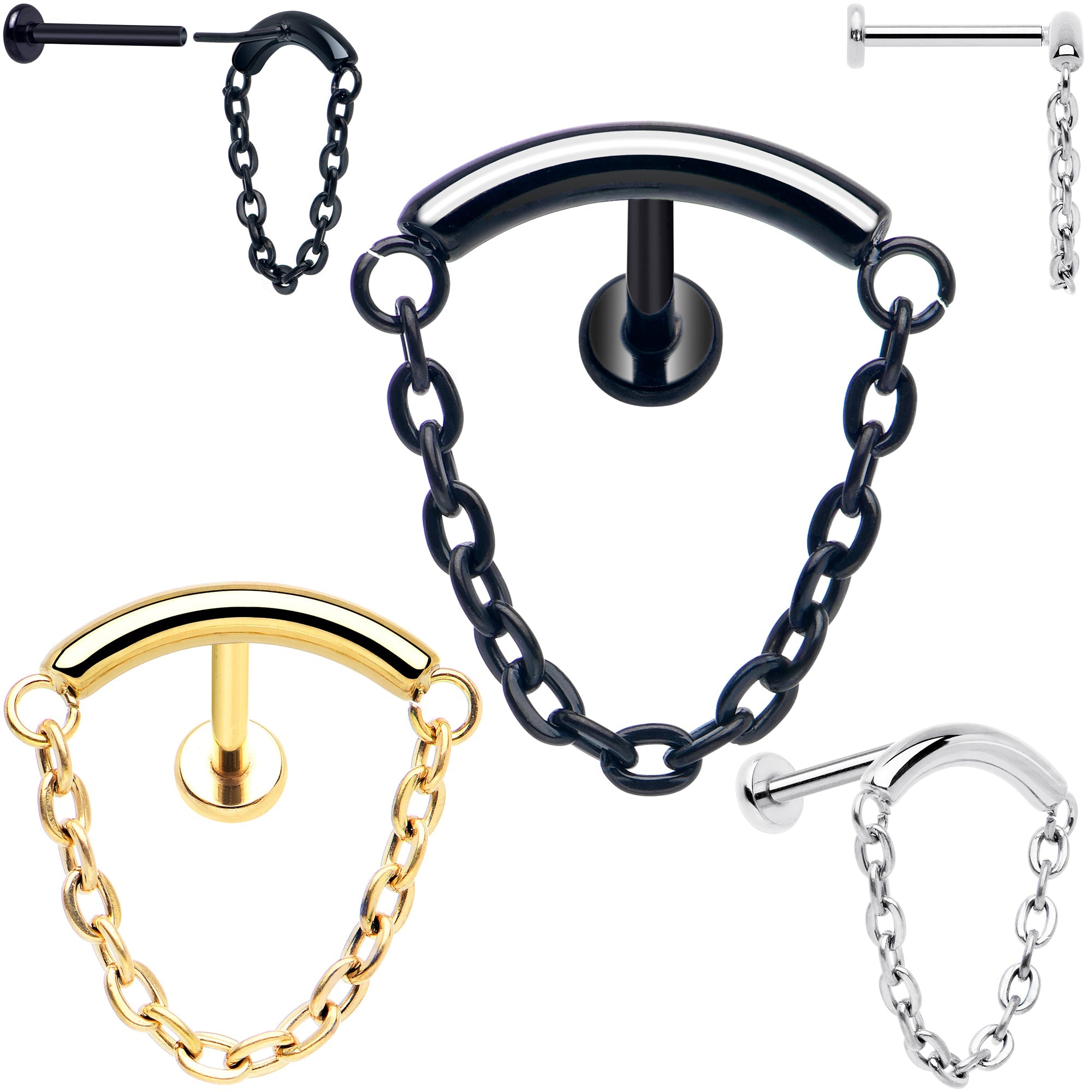 BodyCandy 18G 5/16 Titanium Threadless Chain Dangle Hidden Helix Earring — main product shot