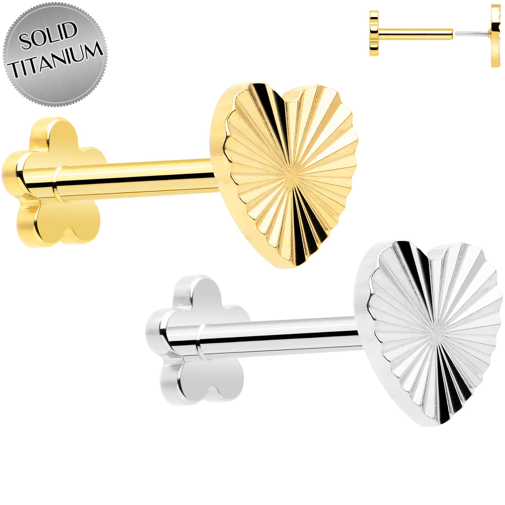 BodyCandy 18G Titanium Flat Back Earring Threadless Reversible Heart — main product shot