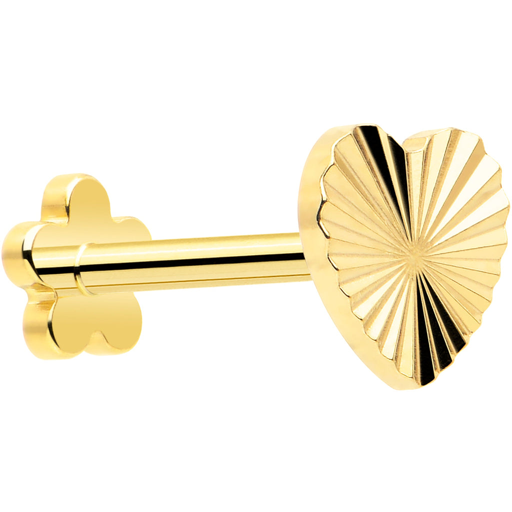BodyCandy 18G Titanium Flat Back Earring Threadless Reversible Heart — detail close-up