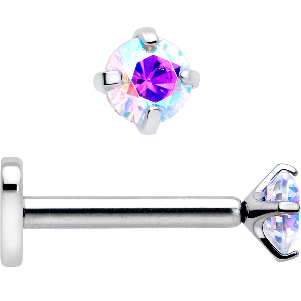 BodyCandy 16G 5/16 Aurora CZ Implant Grade Titanium Threadless Reversible Heart Flatback Stud — alternative angle