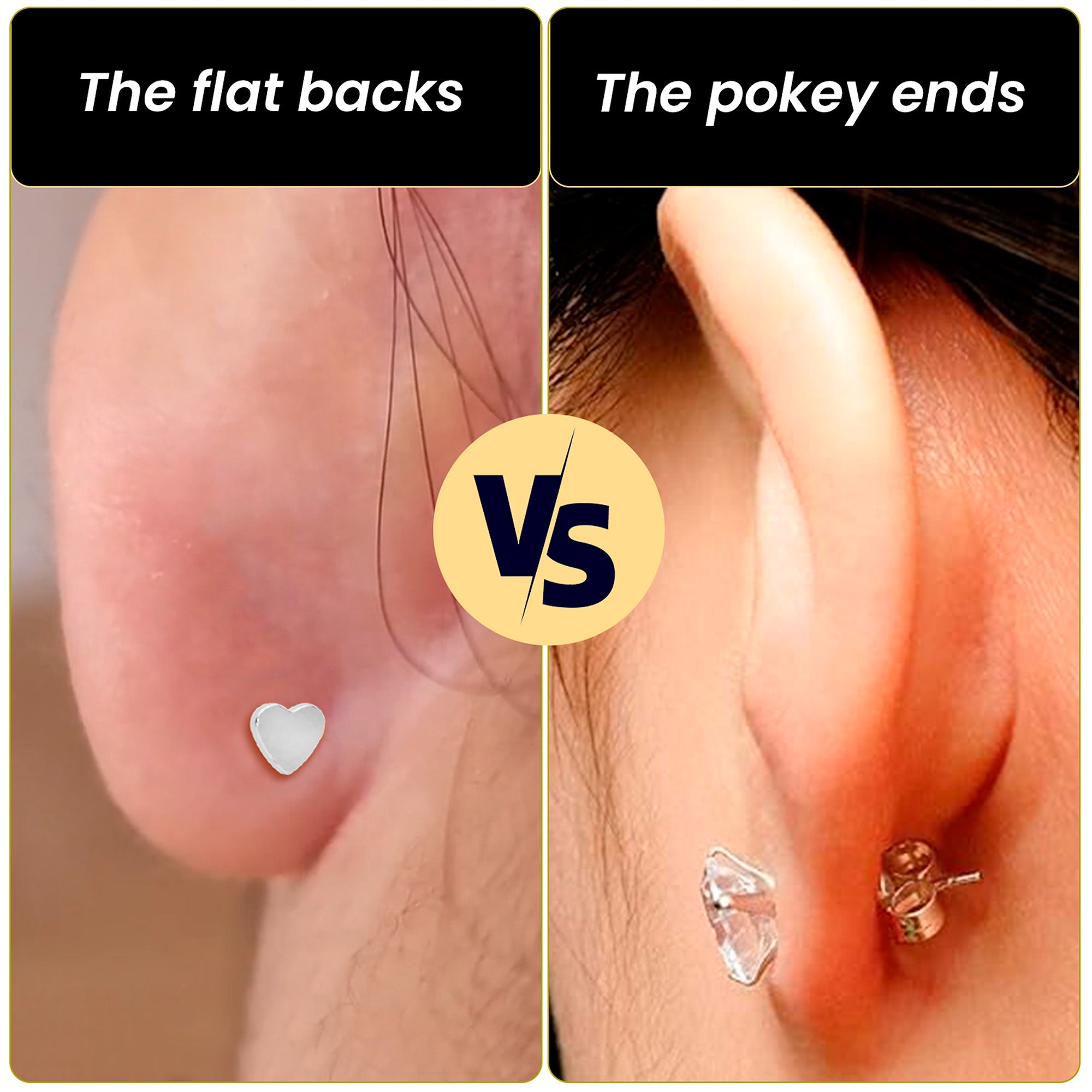 BodyCandy 16G 5/16 Aurora CZ Implant Grade Titanium Threadless Reversible Heart Flatback Stud — in-use photo