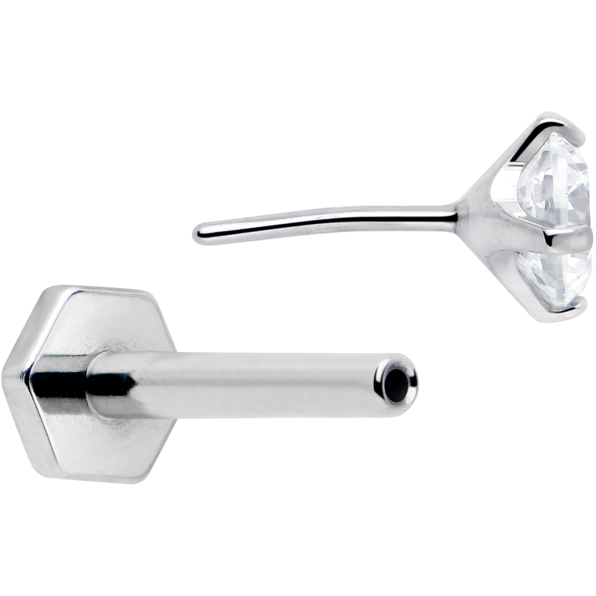 BodyCandy 16G 5/16 Clear Gem Implant Grade Titanium Threadless Reversible Hex Flatback Stud — lifestyle context