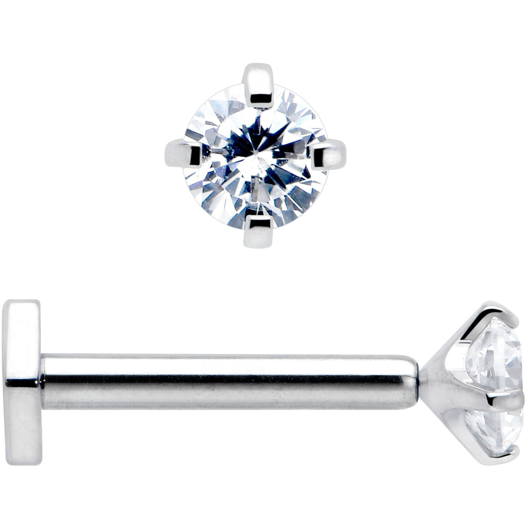 BodyCandy 16G 5/16 Clear Gem Implant Grade Titanium Threadless Reversible Hex Flatback Stud — alternative angle