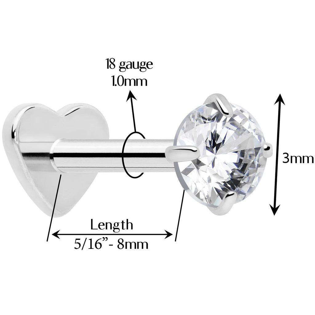 BodyCandy 18G 5/16 CZ Implant Grade Titanium Reversible Threadless Flatback — side view