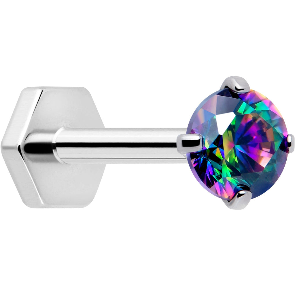 BodyCandy 18G 5/16 CZ Implant Grade Titanium Reversible Threadless Flatback — product on model