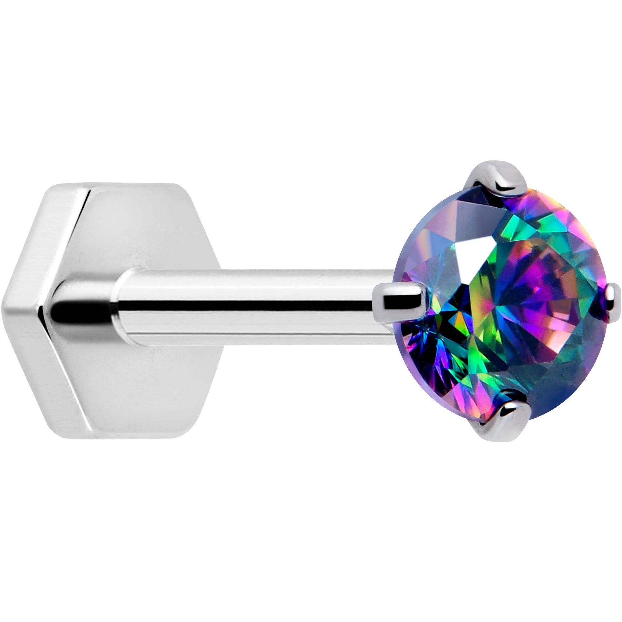 BodyCandy 18G 5/16 CZ Implant Grade Titanium Reversible Threadless Flatback — product on model
