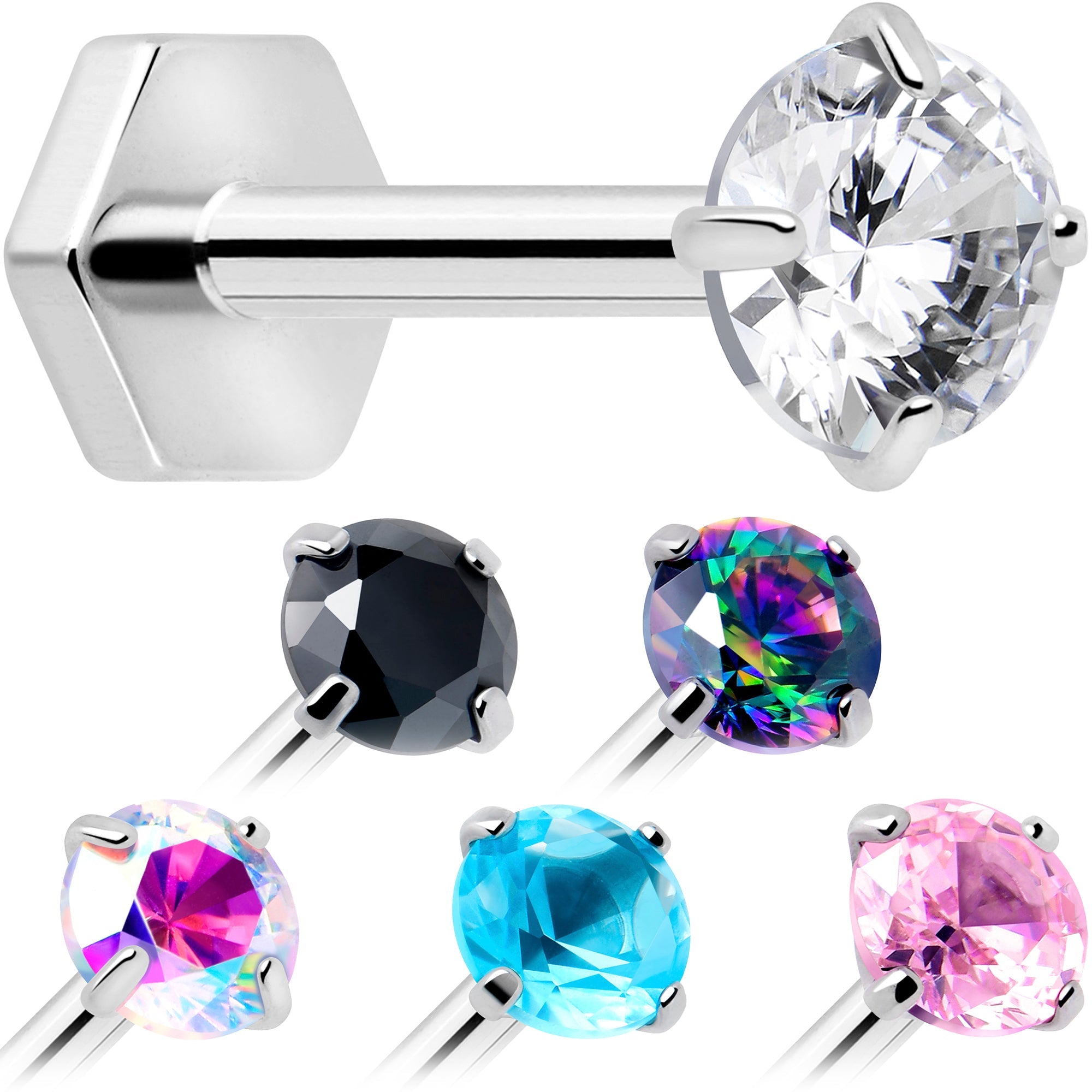 BodyCandy 18G 5/16 CZ Implant Grade Titanium Reversible Threadless Flatback — main product shot