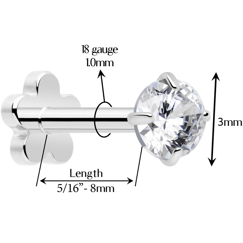 BodyCandy 18G 5/16 CZ Implant Grade Titanium Reversible Threadless Flatback — side view