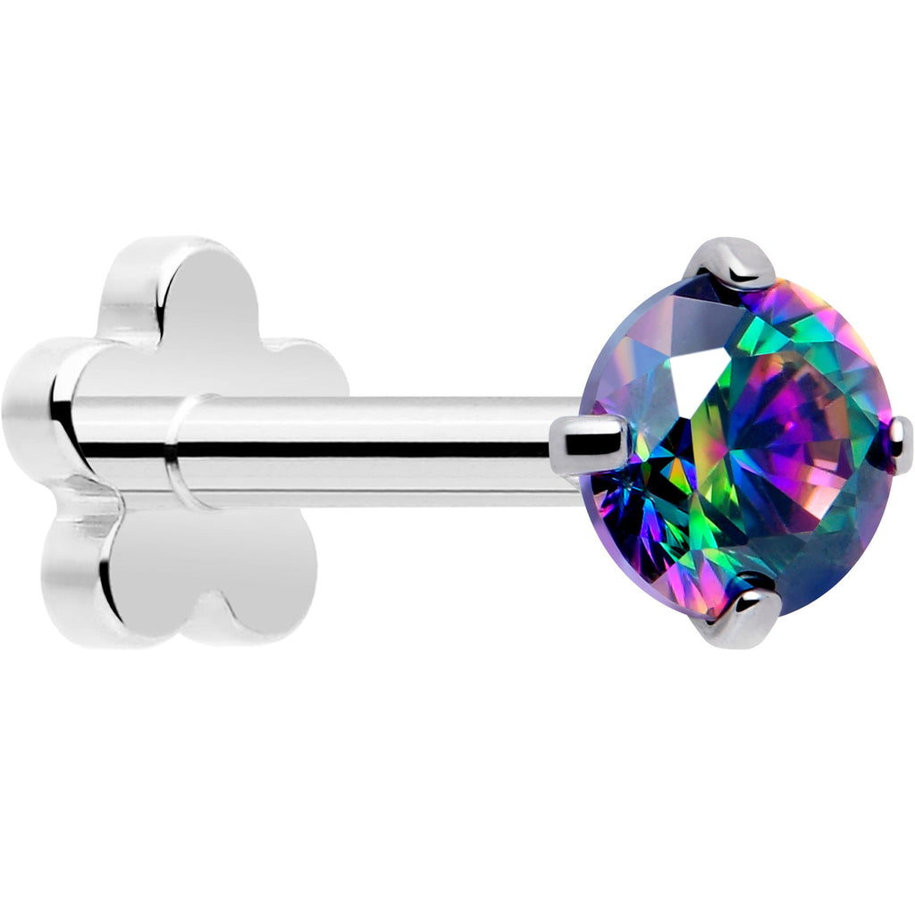 BodyCandy 18G 5/16 CZ Implant Grade Titanium Reversible Threadless Flatback — product on model