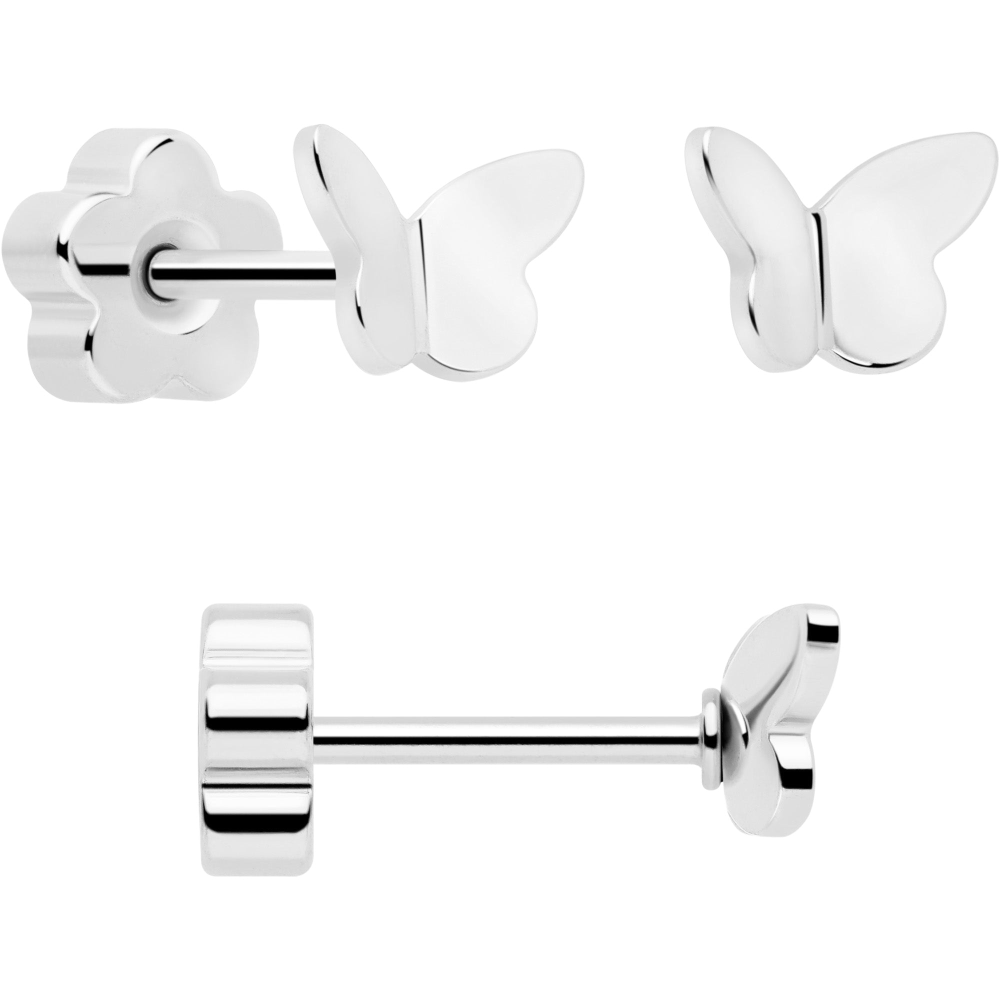 BodyCandy 20G Bar Disc Butterfly Reversible Flower Flat Back Earring Set of 6 — packaging