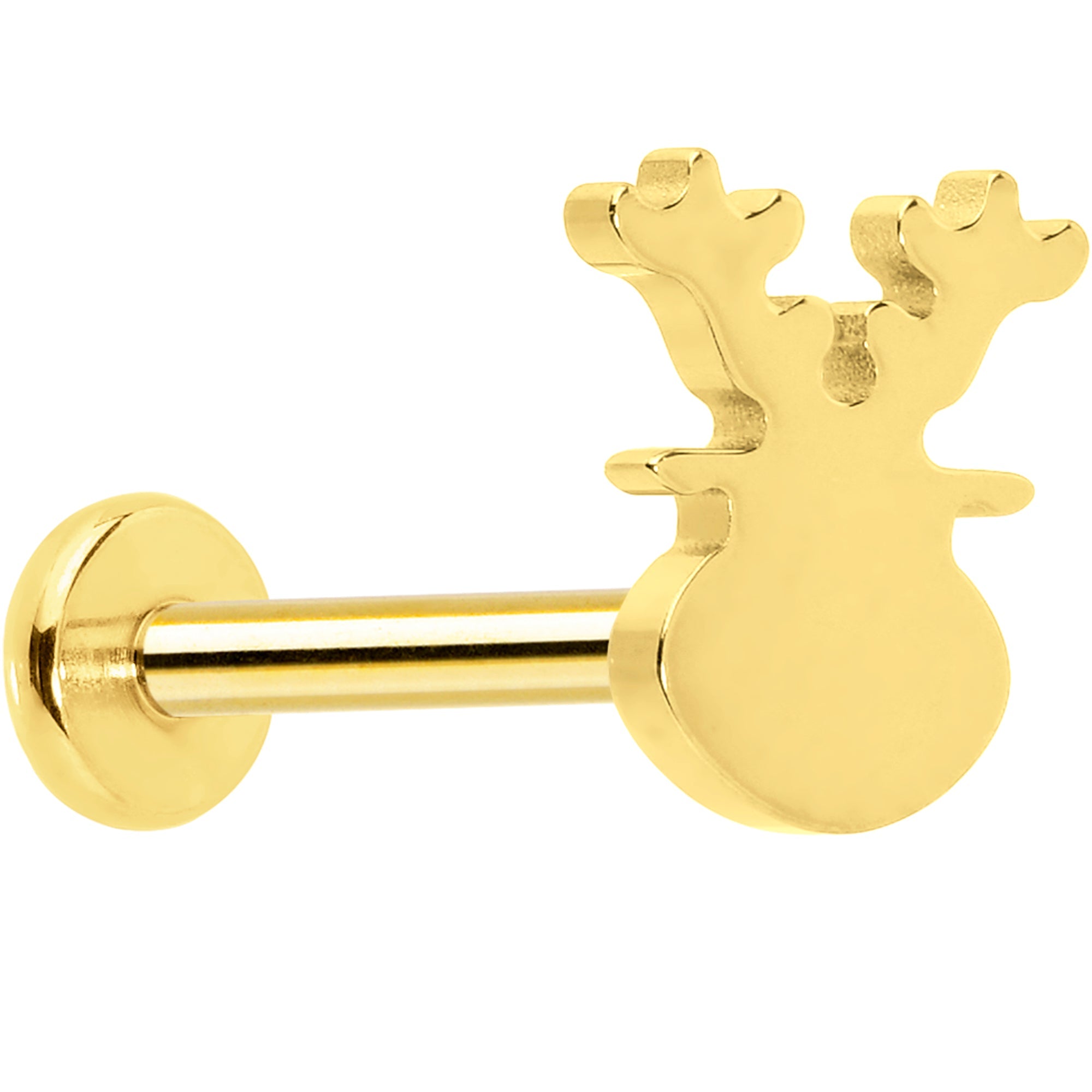 BodyCandy Christmas Flat Back Earring - Titanium Holiday Reindeer — main product shot
