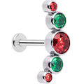 BodyCandy Christmas Flat Back Earring - Red Green Holiday Gems — main product shot
