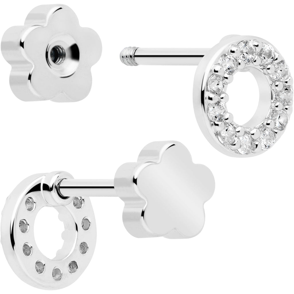 BodyCandy 20G Clear CZ Gem Moon Circle Bar Reversible Flower Flat Back Earring Set of 6 — lifestyle context