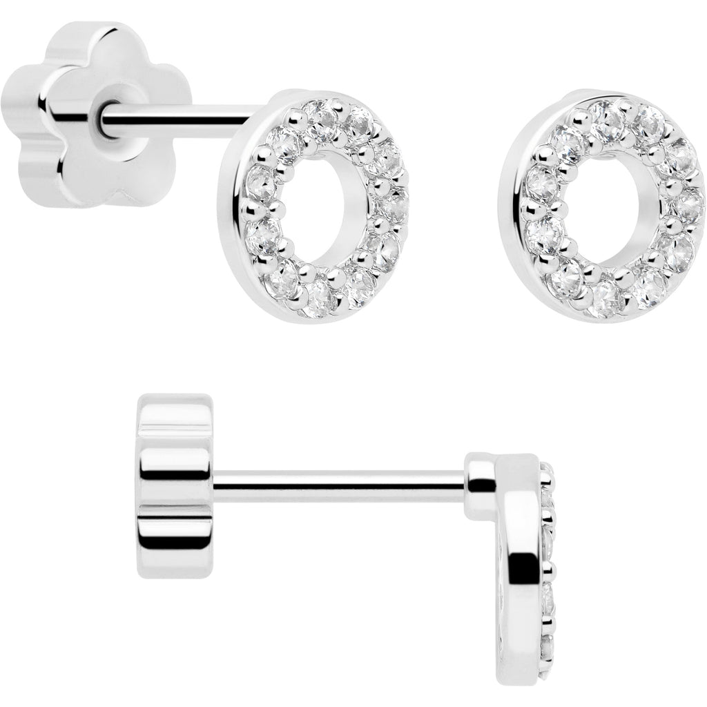 BodyCandy 20G Clear CZ Gem Moon Circle Bar Reversible Flower Flat Back Earring Set of 6 — size reference