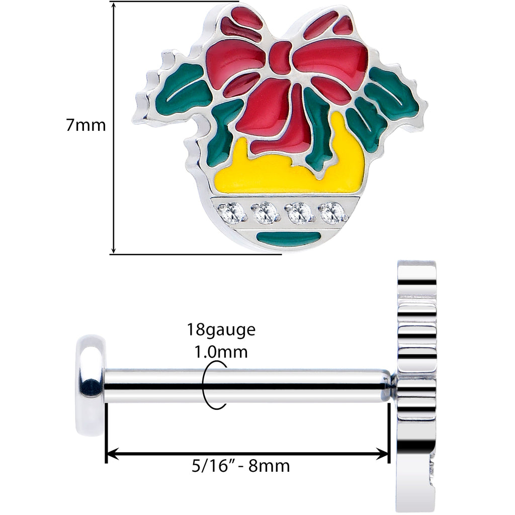 BodyCandy Christmas Flat Back Earring - Holiday Ornament — back view
