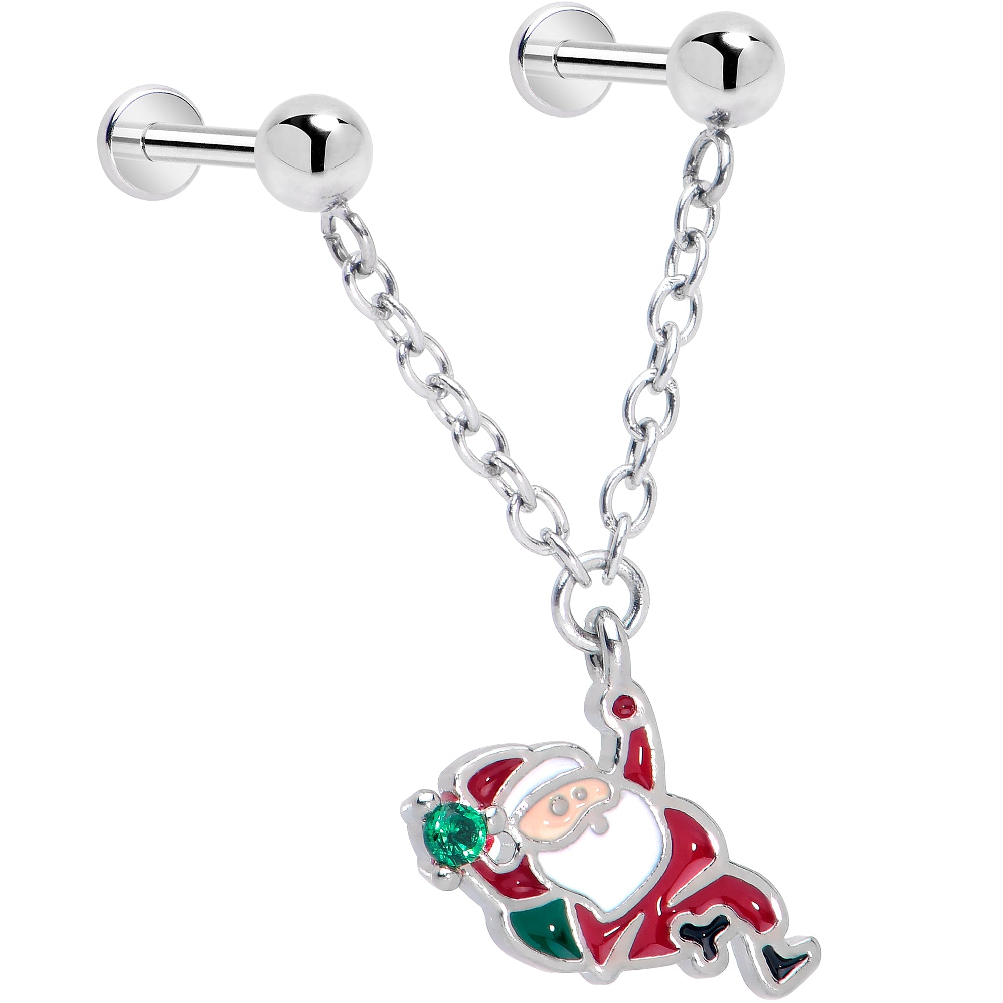 BodyCandy Christmas Flat Back Earrings - Santa Claus Holiday Double Earrings — main product shot