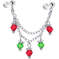 BodyCandy Christmas Flat Back Earrings - Holiday Lights Double Earrings — main product shot