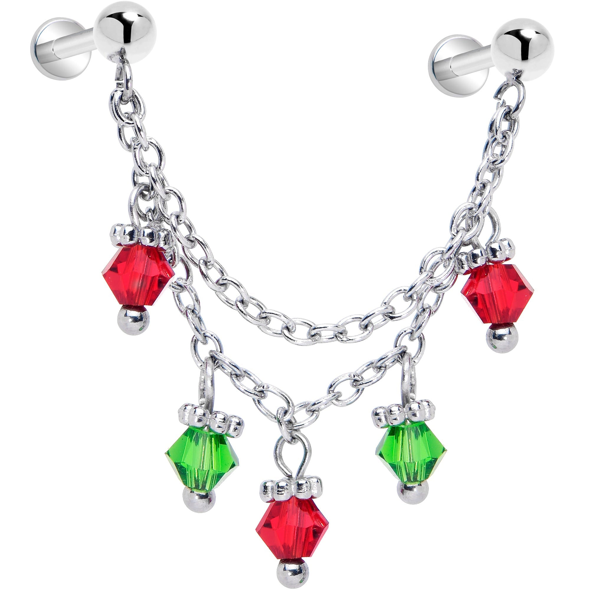 BodyCandy Christmas Flat Back Earrings - Holiday Lights Double Earrings — main product shot