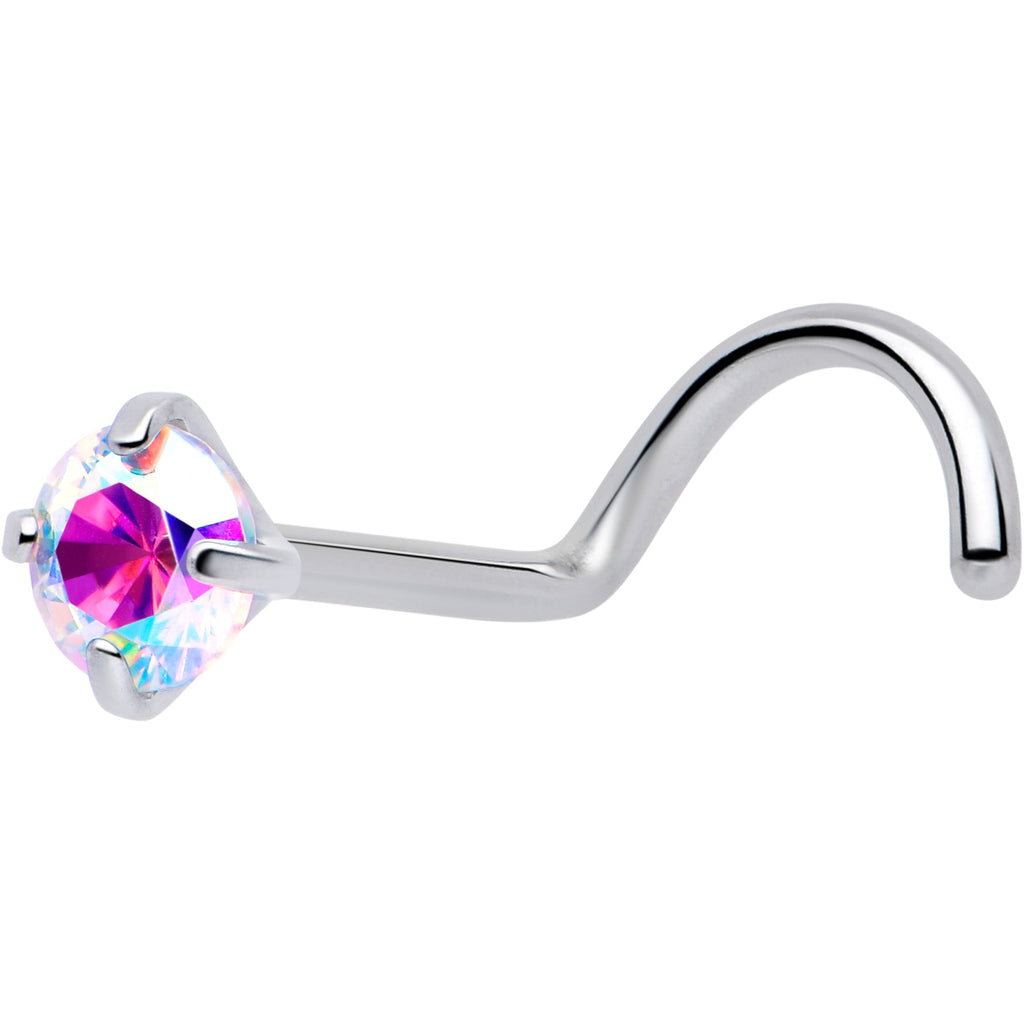 BodyCandy 20G 3mm CZ Prong Set Push-In Threadless Nose Screw Nose Ring — alternative angle