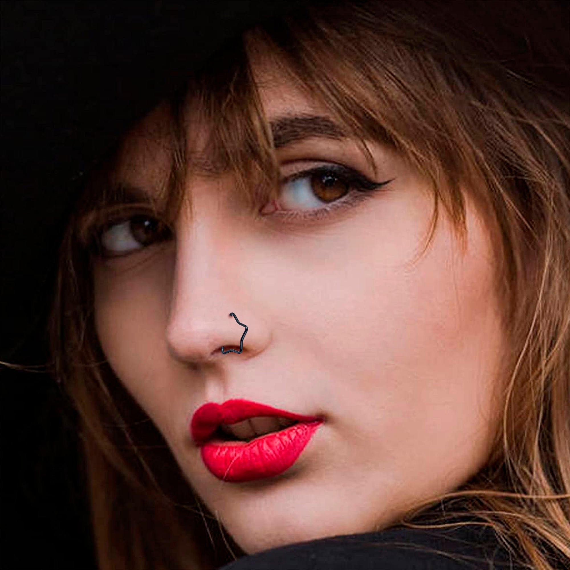 BodyCandy 20G Seamless Hollow Star Nose Hoop Surgical Steel — detail close-up