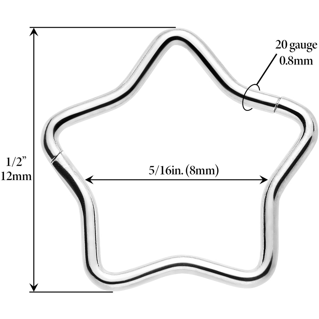 BodyCandy 20G Seamless Hollow Star Nose Hoop Surgical Steel — side view
