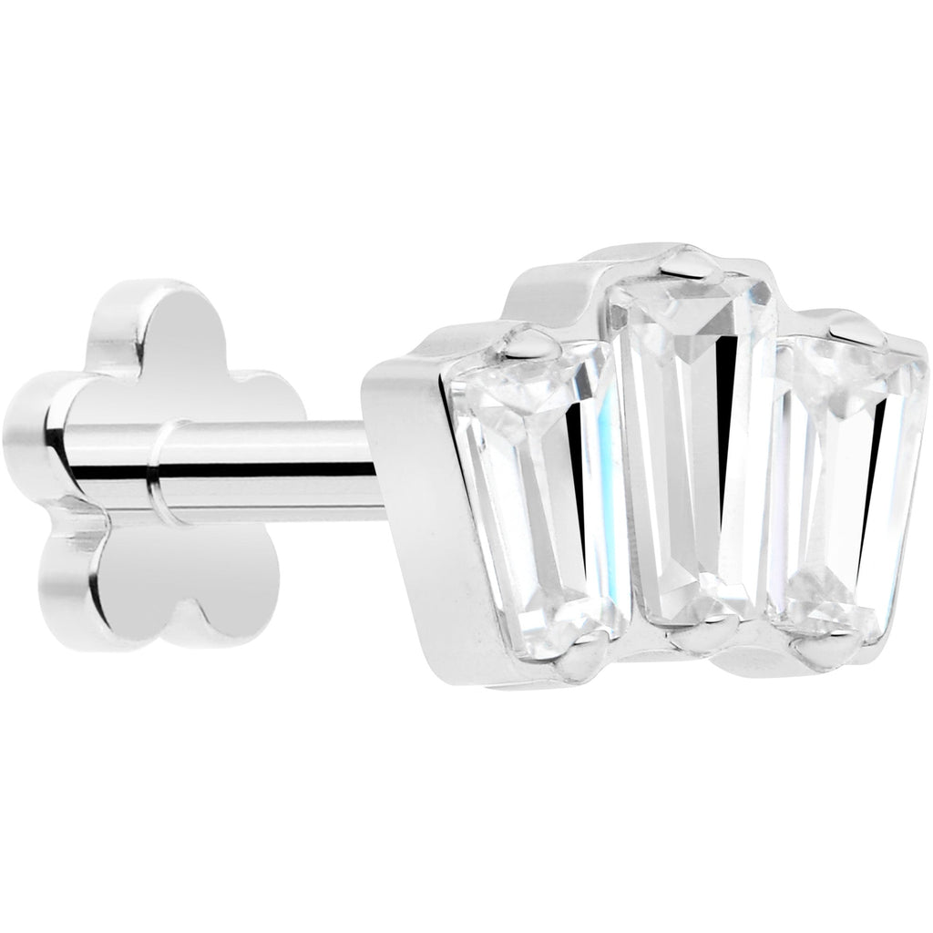 BodyCandy 18G 1/4 Clear Gem Implant Grade Titanium Threadless Flower Reversible Flat Back Earring — main product shot