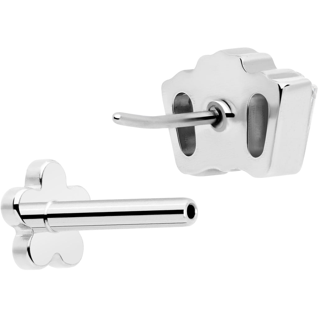 BodyCandy 18G 1/4 Clear Gem Implant Grade Titanium Threadless Flower Reversible Flat Back Earring — lifestyle context