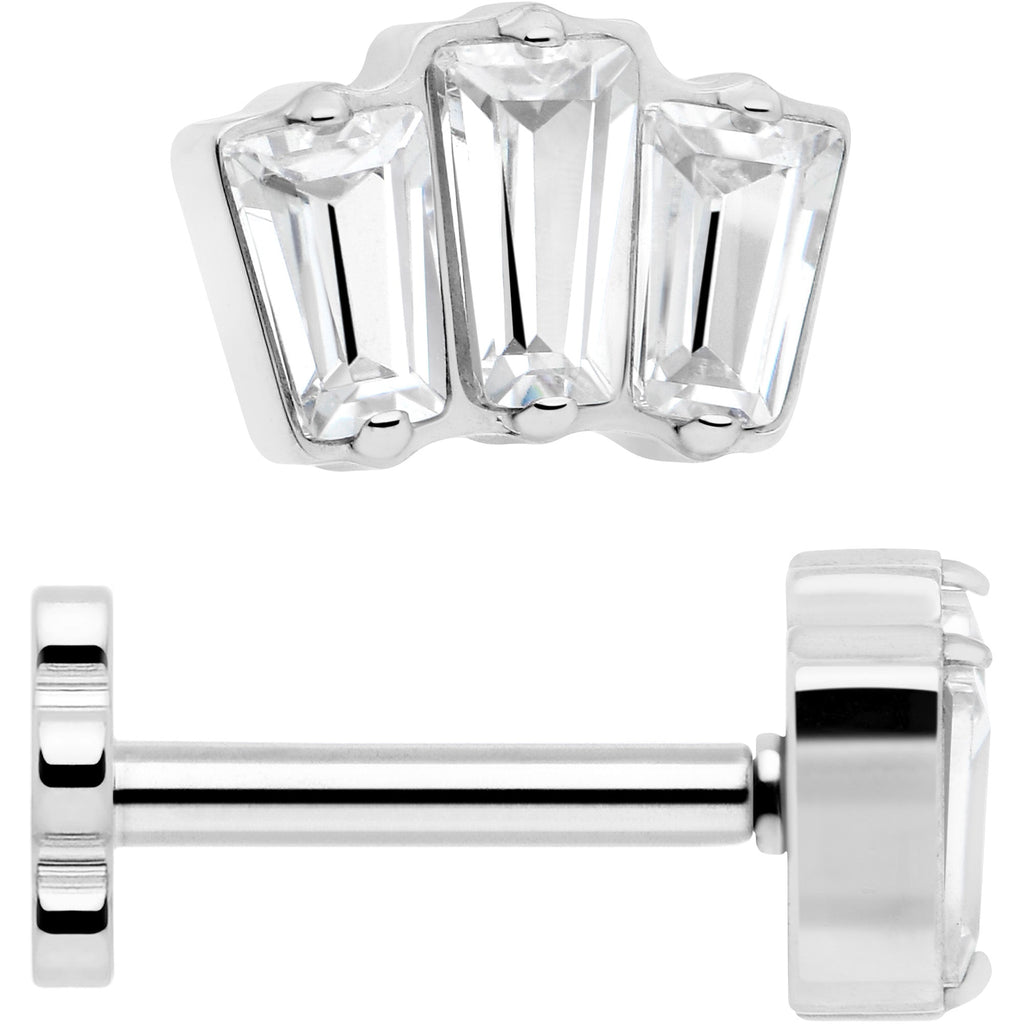 BodyCandy 18G 1/4 Clear Gem Implant Grade Titanium Threadless Flower Reversible Flat Back Earring — alternative angle