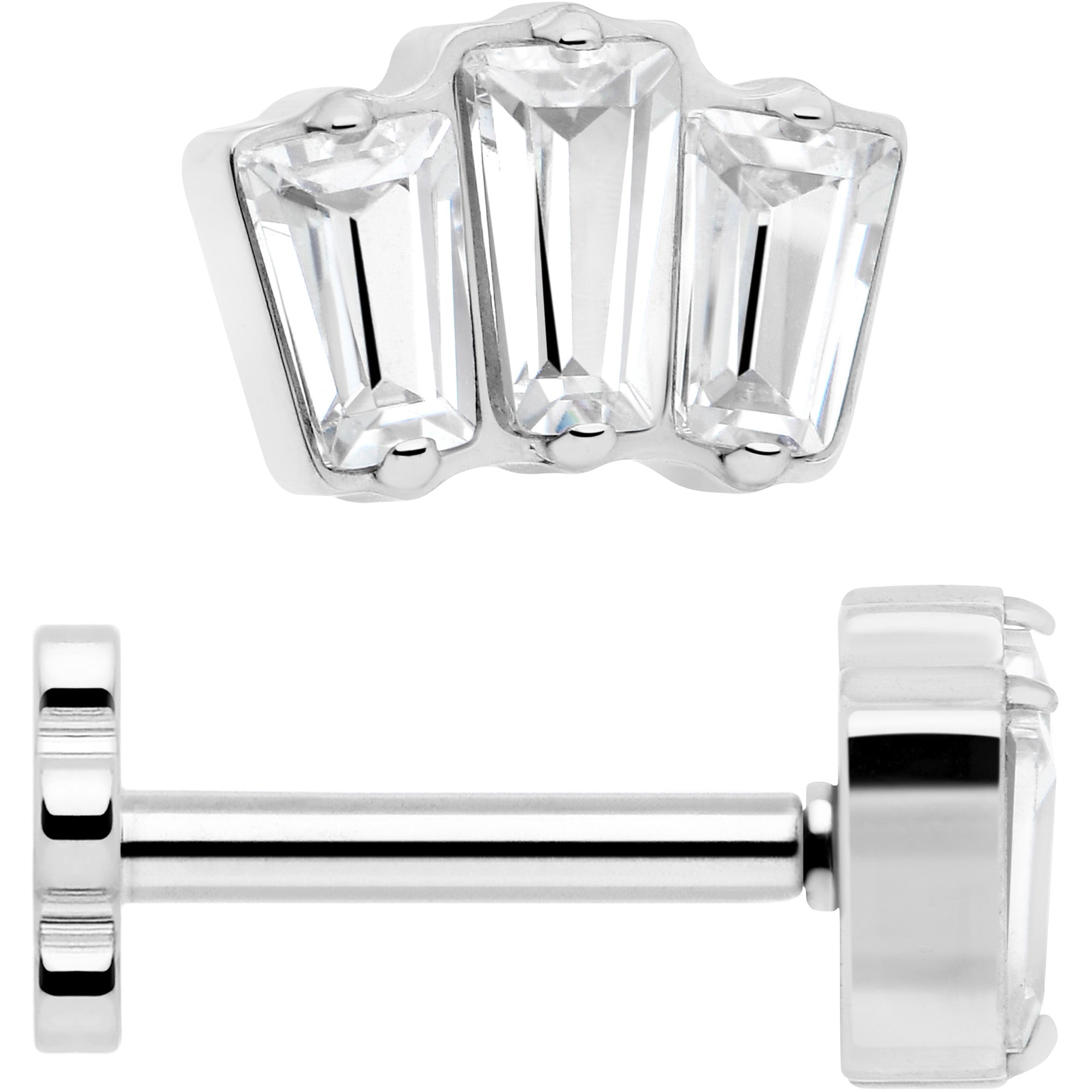 BodyCandy 18G 1/4 Clear Gem Implant Grade Titanium Threadless Flower Reversible Flat Back Earring — alternative angle
