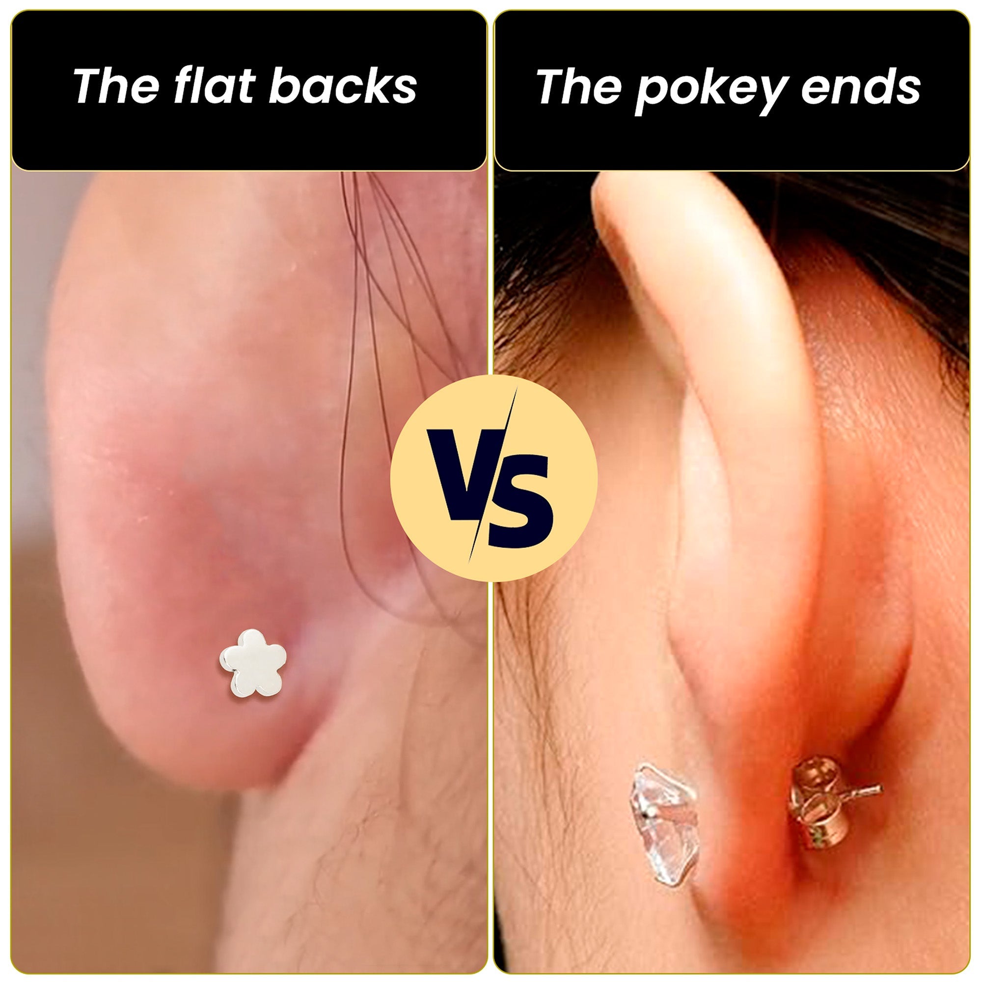 BodyCandy 18G 1/4 Clear Gem Implant Grade Titanium Threadless Flower Reversible Flat Back Earring — in-use photo