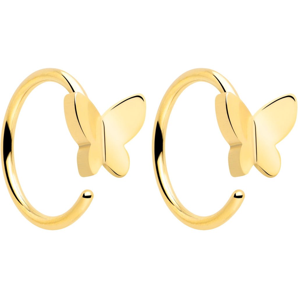BodyCandy 20G Gold Tone Implant Grade Titanium Butterfly Open Hoop Earring Set — main product shot
