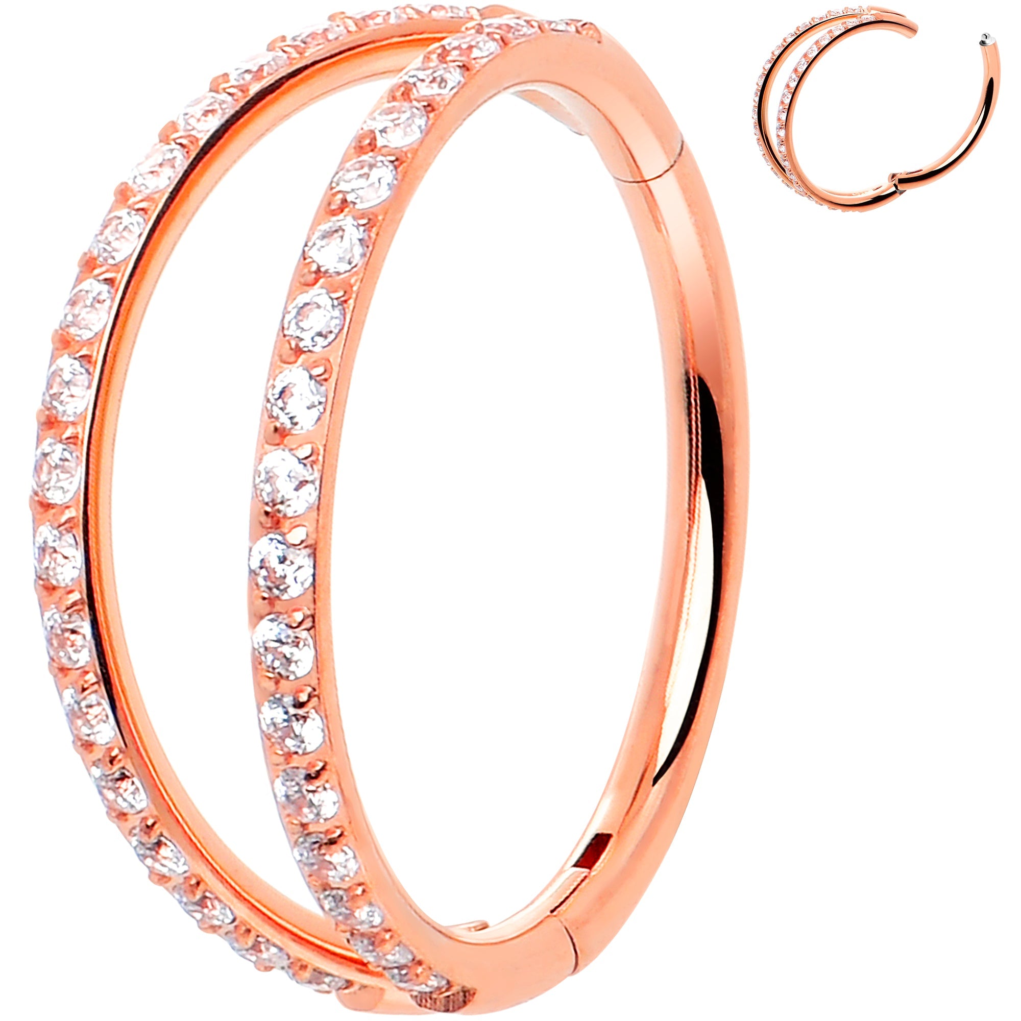 BodyCandy Micro Gem Titanium Hinged Double Nose Hoop — alternative angle